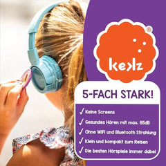 Kekz Starterset Premium Helene Fischer: Kekzhörer Blau inkl. Helene Fischer-Die schönsten Kinderlieder, Cookie Crew Hörspiel & Wunderkekz (Kopfhörer für Kinder, Reisekopfhörer für unterwegs & zuhause)