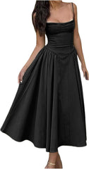 Womens 2024 Summer Dress Spaghetti Strap Elegant Sleeveless Sun Dress Long Dress Flowy A Line Dress