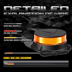 DAYSEN LED Amber Beacon Light, 4.2"Flashing Emergency Strobe Lights, Magnetic Mount 360 °Rotating Rooftop Safety Warning Light for Trucks Tractors Golf Carts UTV & ATV Cars(Magnetic)