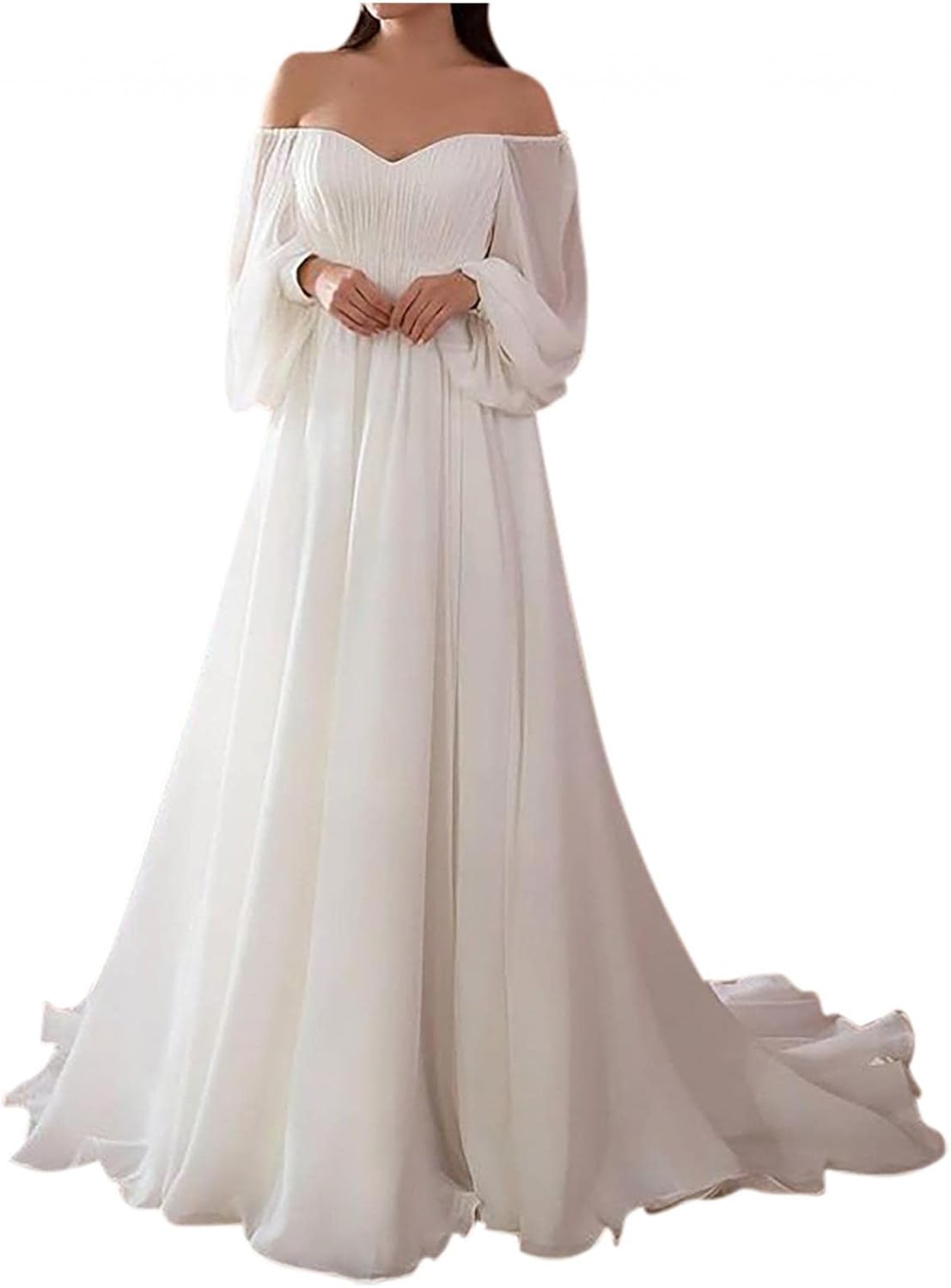 RKSTN Women's Off The Shoulder White Dress Sexy Mesh Party Dresses Beach Maxi Dress Wedding Guest Dresses for Women Ball Gown