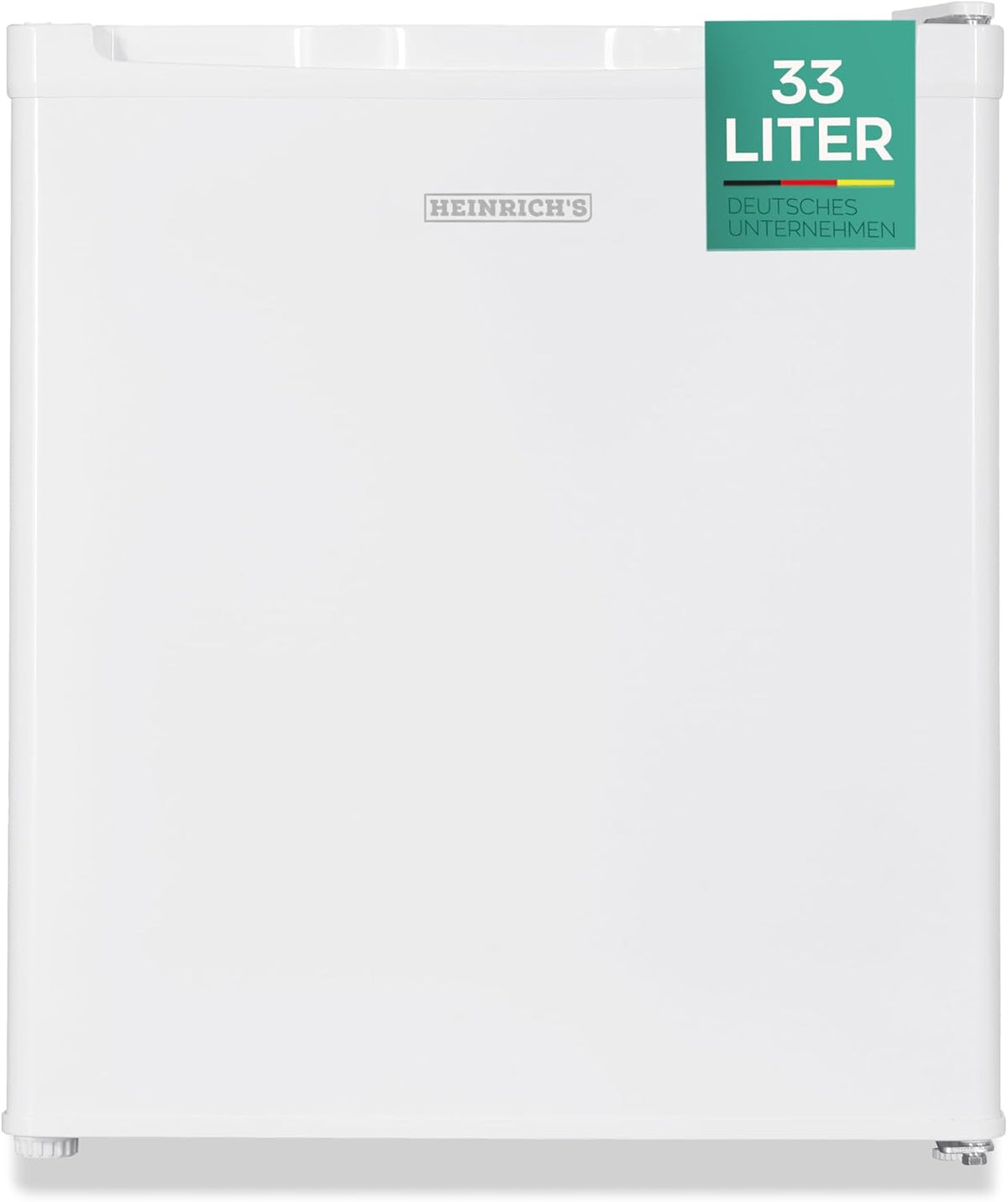 HEINRICHS Mini Gefrierschrank 33L klein kompakt leise:40dB Gefrierbox; wechselbarer Türanschlag; mini Tiefkühltruhe bis zu -18°C,Tiefkühlschrank,perfekt für Büro Camping Outdoor Heinrich´s (weiß)