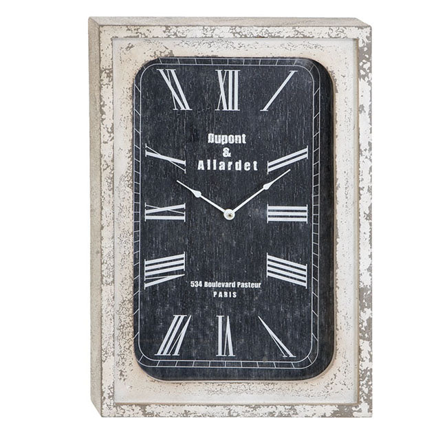 Urban Designs Portobello Antique-Style Weathered Classic Wall Clock - Cracked Beige Frame
