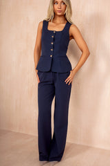 Jamie Navy Square Neck Waistcoat