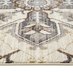 Home Outfitters 4' X 6' Gray and Ivory Damask Power Loom Area Rug