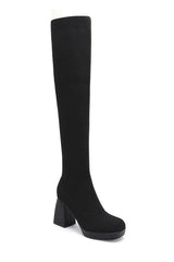 Nerinda Black Over The Knee Platform Boots