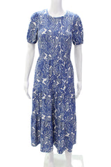 Michael Michael Kors Womens Paisley Print Maxi Dress Blue White Size Extra Small