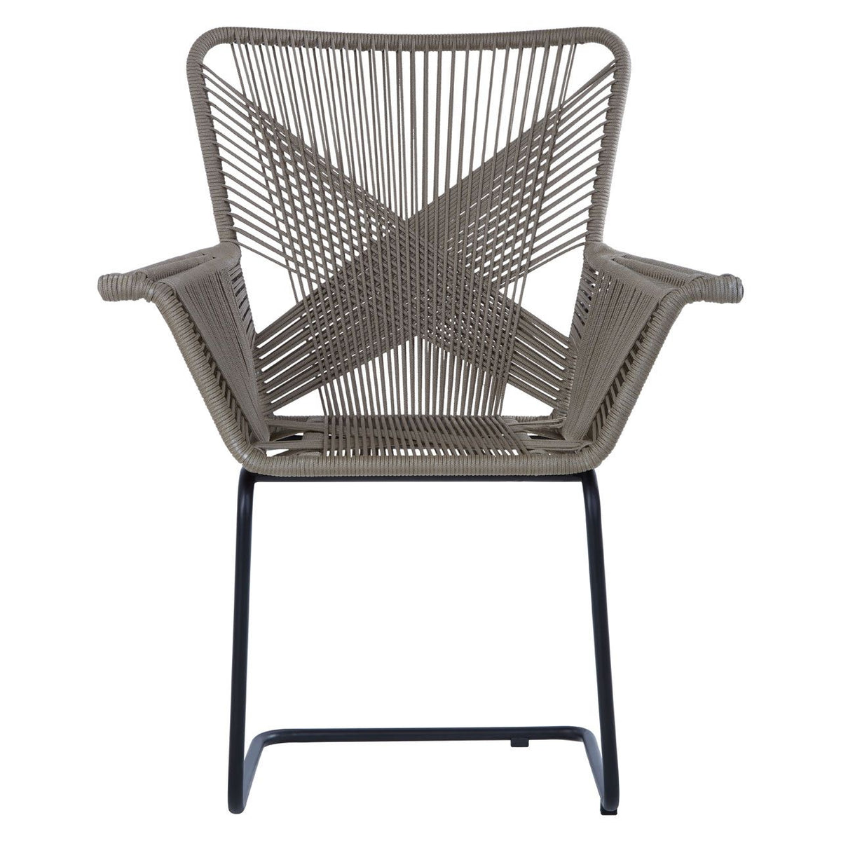 Manado Faux Rattan Bedroom Chair In Grey With Black Iron Legs