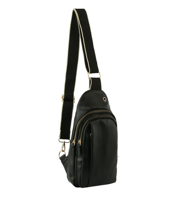 vegan leather crossbody sling bag | black