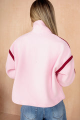 Lulu Pink Contrast Binding Zip Fleece