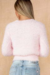 Aster Pink Fluffy Knit Cardigan