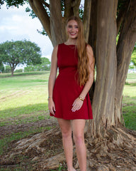 Ruby Red Flare Mini Dress