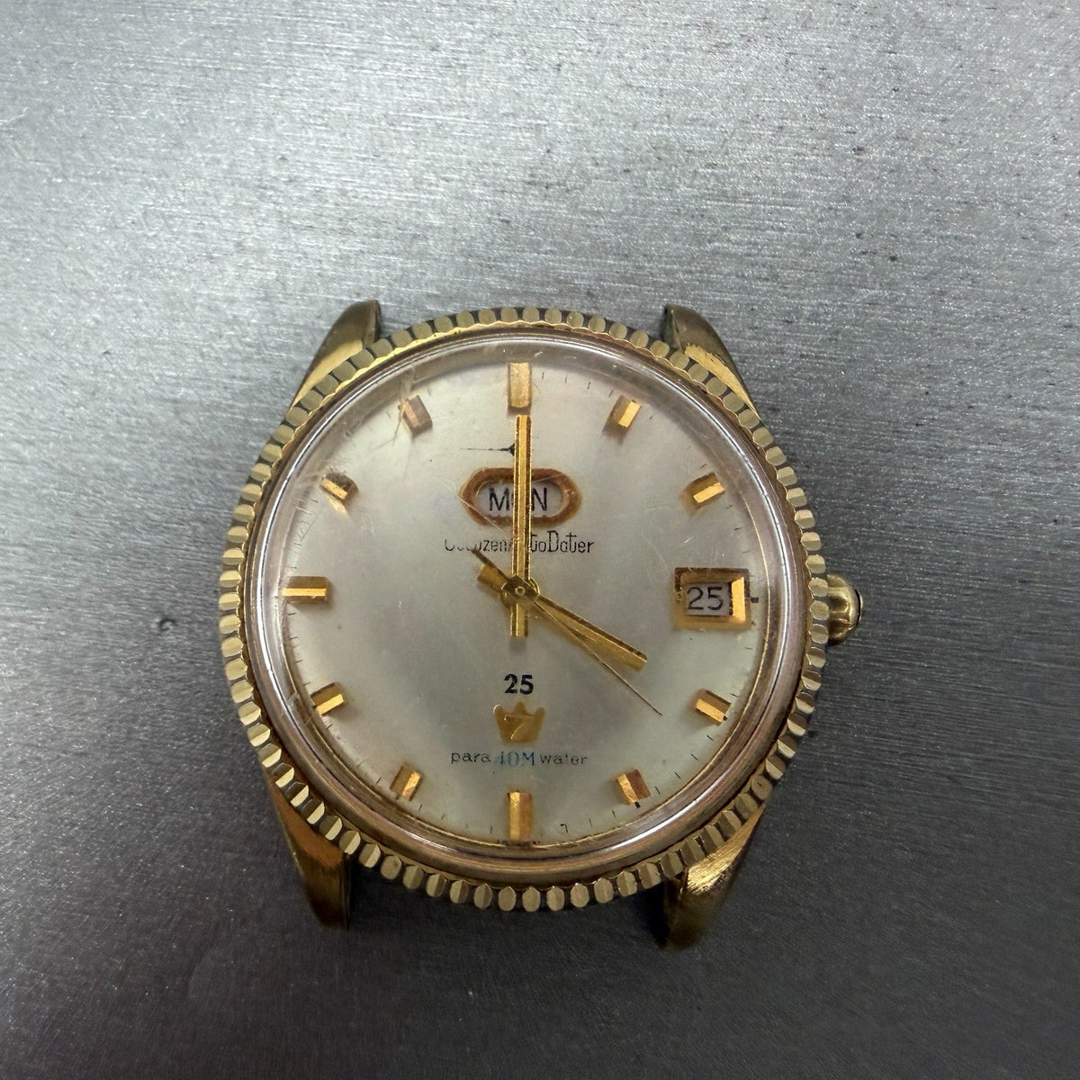 Citizen Auto Dater Watch Men 38mm Champagne Dial Gold Tone Daydate 51302 PARTS0