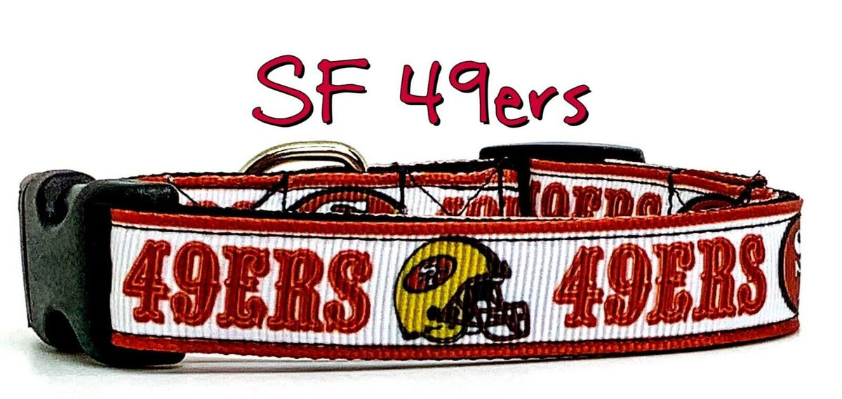 SF 49ers football dog collar handmade adjustable buckle 5/8" wide or leash Petcollarshandmade