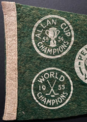 1955 Ice Hockey World Champion Penticton Vees 22" Felt Pennant Allan Cup Vintage
