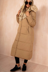 Esther Camel Padded Longline Coat