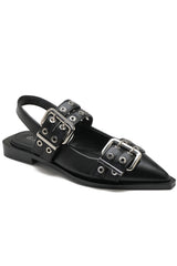 Willow Black PU Buckle Slingback Shoe