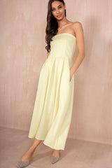Danni Lemon Bandeau Pleated Midi Dress