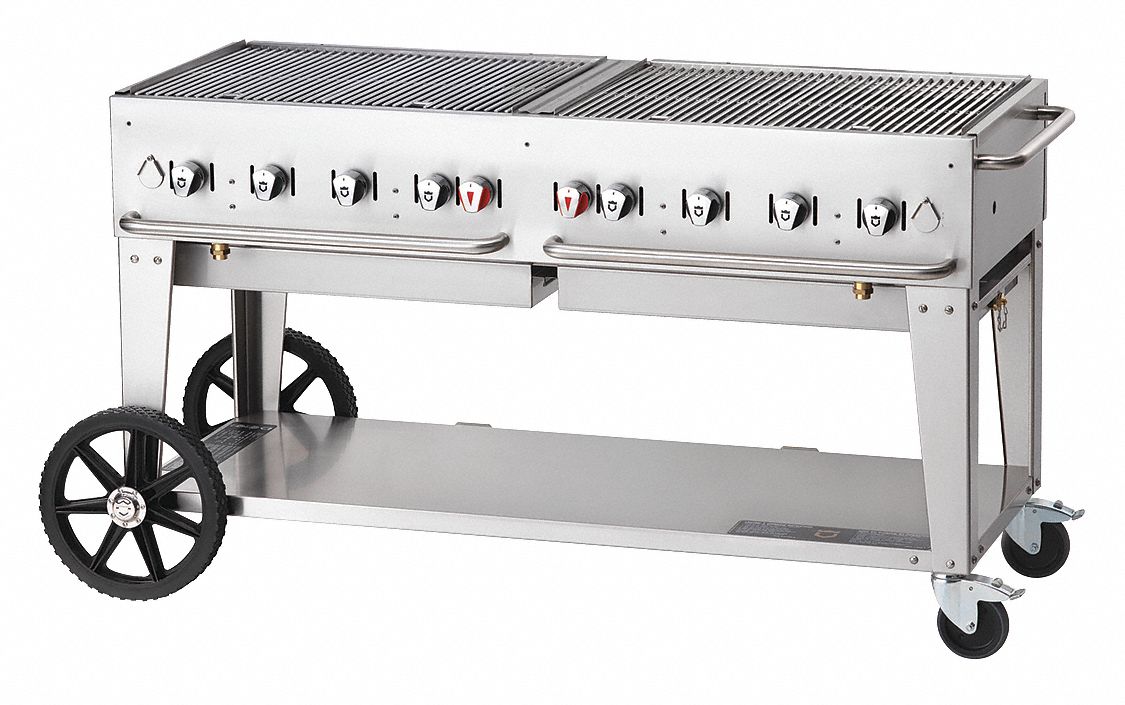 Crown Verity 129000 BtuH Stainless Steel Gas Grill with Two 20 lb. Tanks - MCB-60