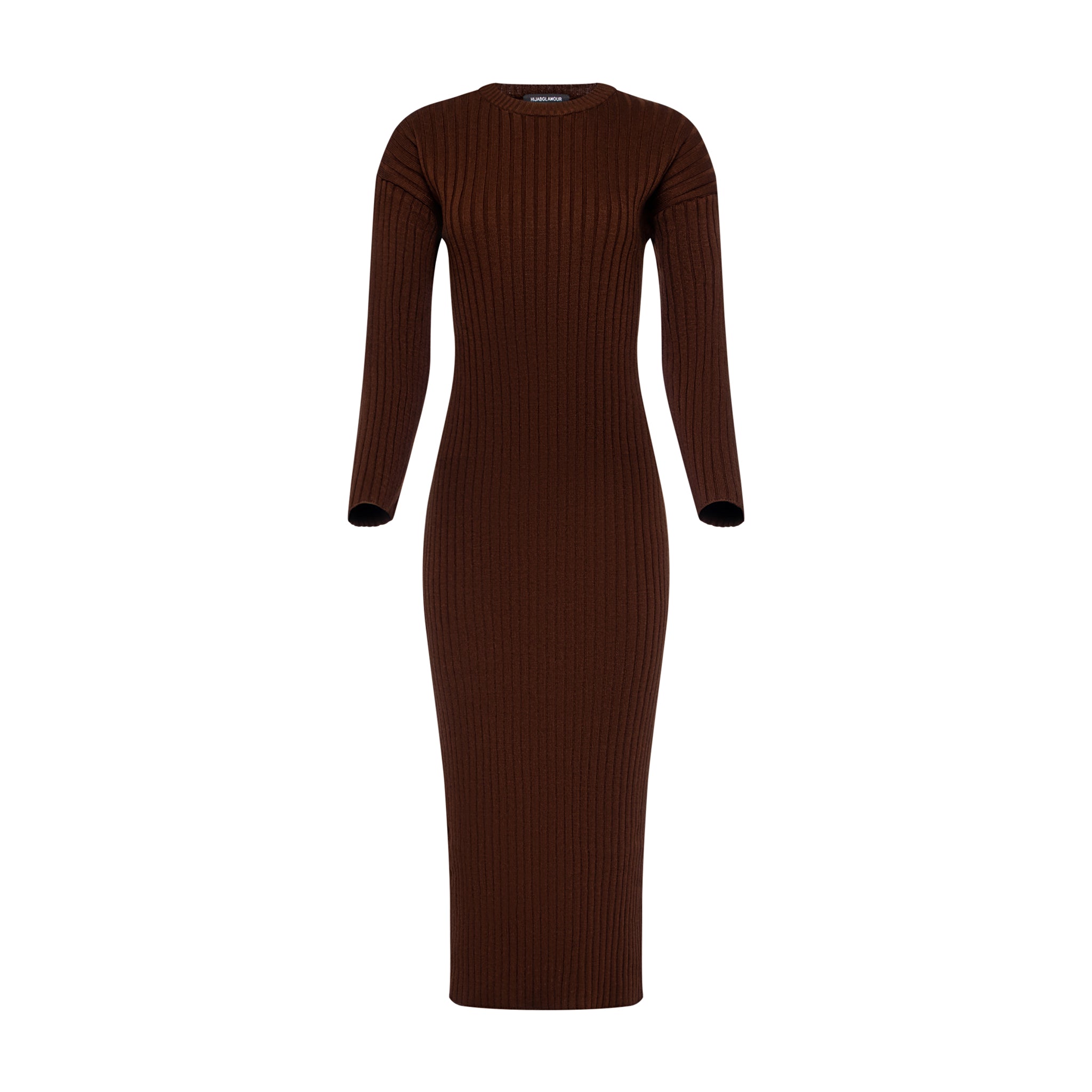 Essential Ribbed Knit Dress in Chocolate Brown