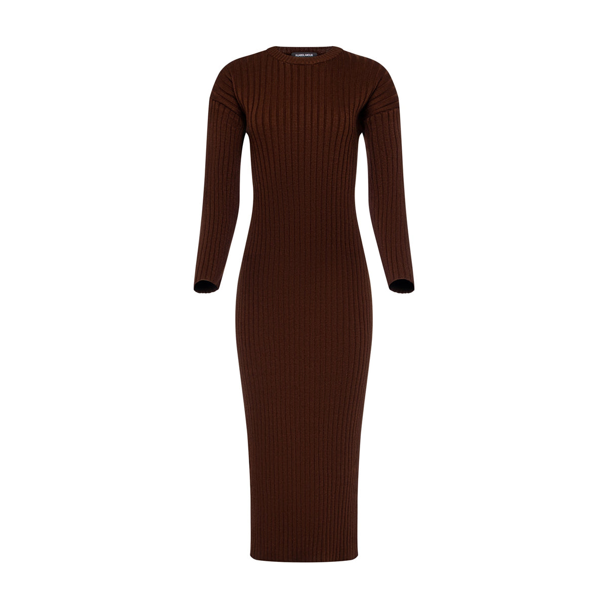 Essential Ribbed Knit Dress in Chocolate Brown