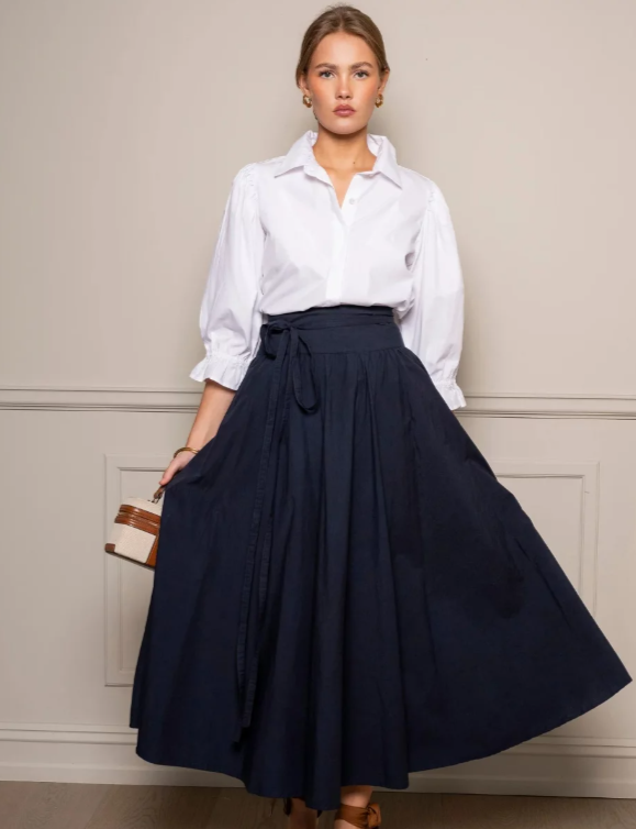 Astrid Marine Poplin Skirt