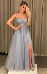 Silver Grey Prom Dresses, Homecoming Dress, Formal Dress, Evening Dress, Dance Dresses, Graduation Party Dress