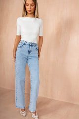 Finley Light Blue Acid Wash Straight Leg Jeans