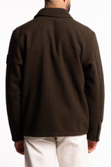 1200021 Wool Comfort-Fit Overshirt with Drawcord Hem Military Green