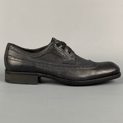 JOHN VARVATOS * U.S.A. Size 8 Black Perforated Leather Wingtip Lace Up Shoes