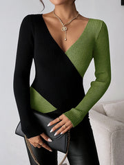 Rachel – V-Ausschnitt Strickbluse Mit Oberteil