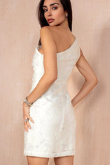 Aoibheann White Jacquard One Shoulder Dress