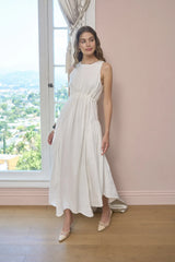 Tie Back Handkerchief Hem Midi Dress