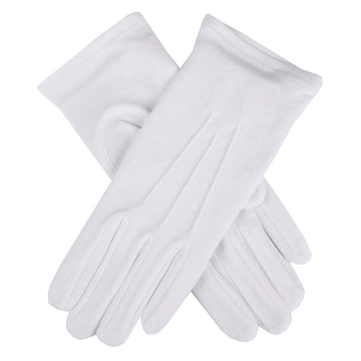 Women's white cotton gloves with 3 point detail