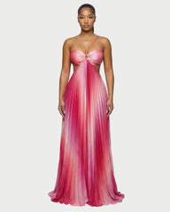 LIVIANA Ombre Pleated Maxi Dress