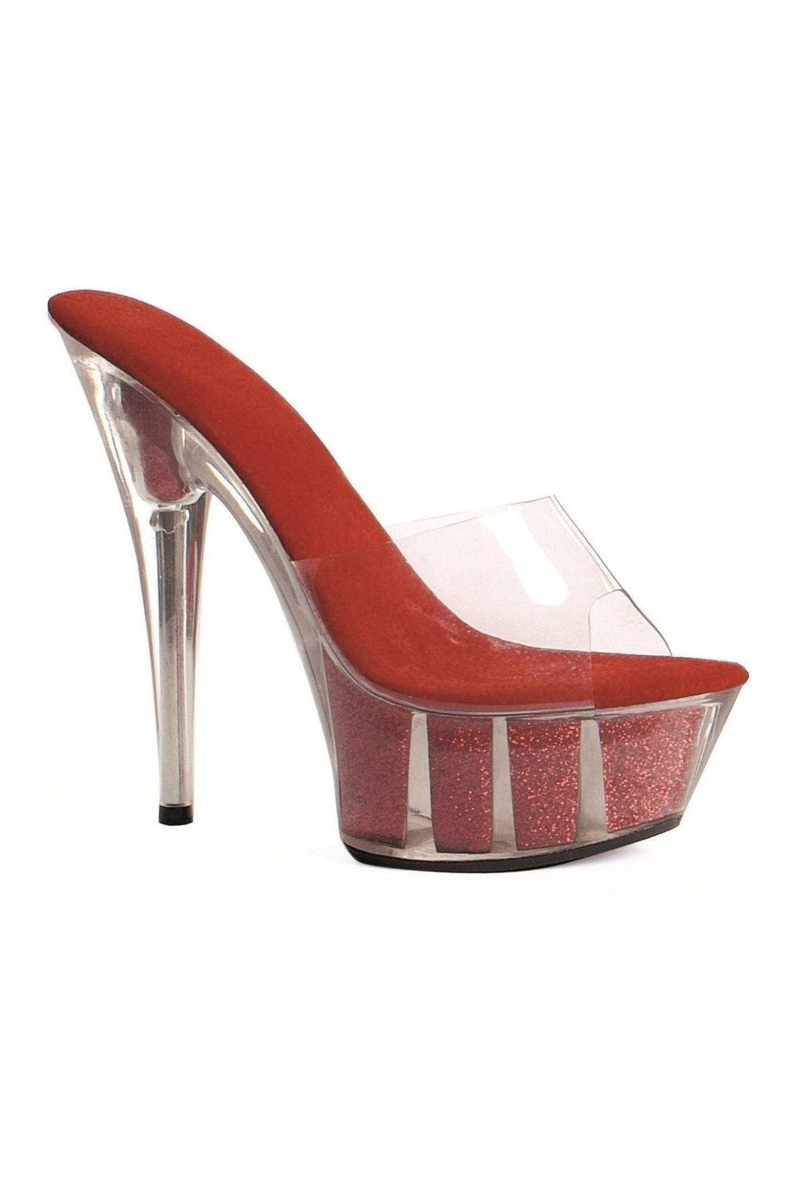 Ellie Shoes 609 GLITTER Stripper Slide in Clear Vinyl from SexyShoes.com