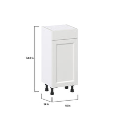 Hugo&Borg Riviera 15-in W x 34.5-in H x 14-in D Bright White 1-Drawer Base Fully Assembled Cabinet (Recessed Panel Shaker Style)
