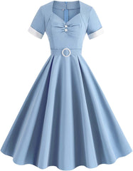 Women's 1950s Vintage Audrey Hepburn Style Cocktail Swing Dresses Sweetheart Neck Wedding Cocktail A Line Midi Gown