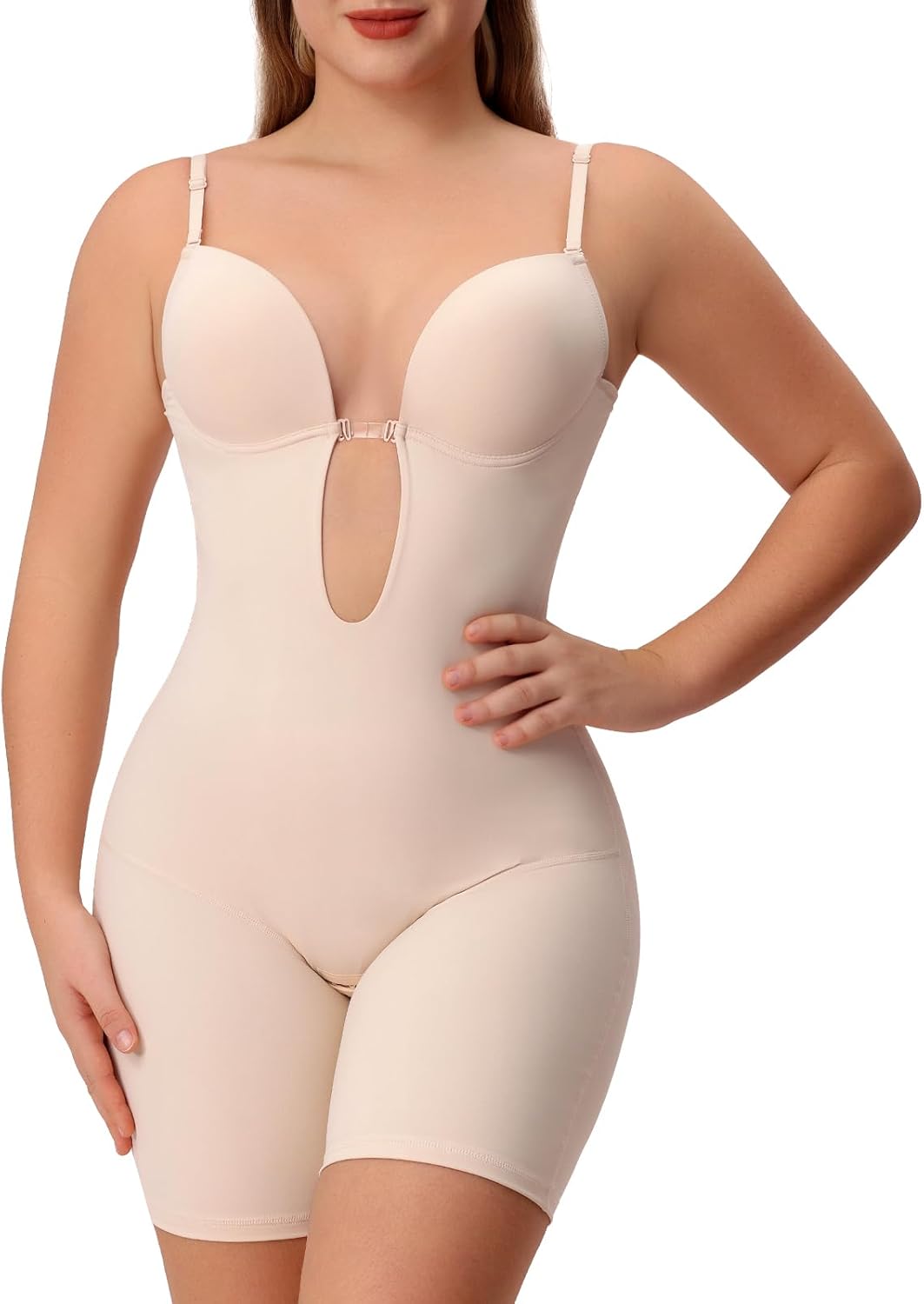 Slimers Backless Shapewear Strapless Bodysuit - Low Back Women Body Shaper : Slimming Built In Bra With Plunge