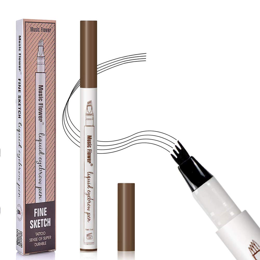 Kredka do brwi, wodoodporna, Microblading Eyebrow Pen z tipsami, wodoodporny, trwały, do naturalnego makijażu brwi (brązowy)