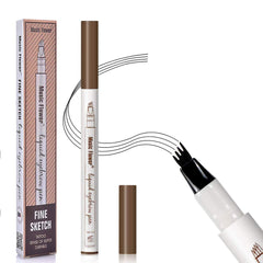Kredka do brwi, wodoodporna, Microblading Eyebrow Pen z tipsami, wodoodporny, trwały, do naturalnego makijażu brwi (brązowy)