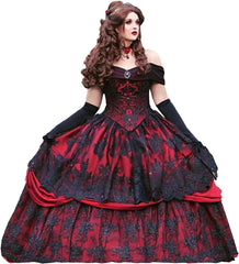 Vinatge Off Shoulder Black Lace Red Satin Wedding Dresses A-line Party Dress Women 2026