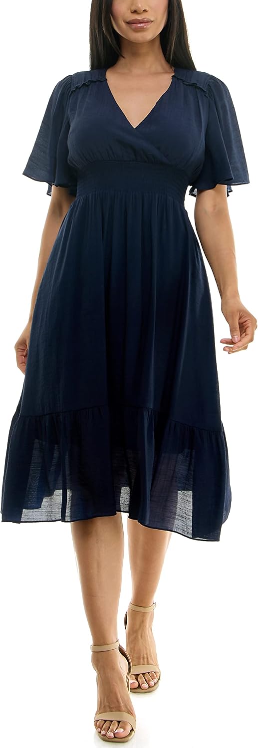 Nanette Nanette Lepore Women's Caribbean Texture Pull on Dress with Smocked Waist