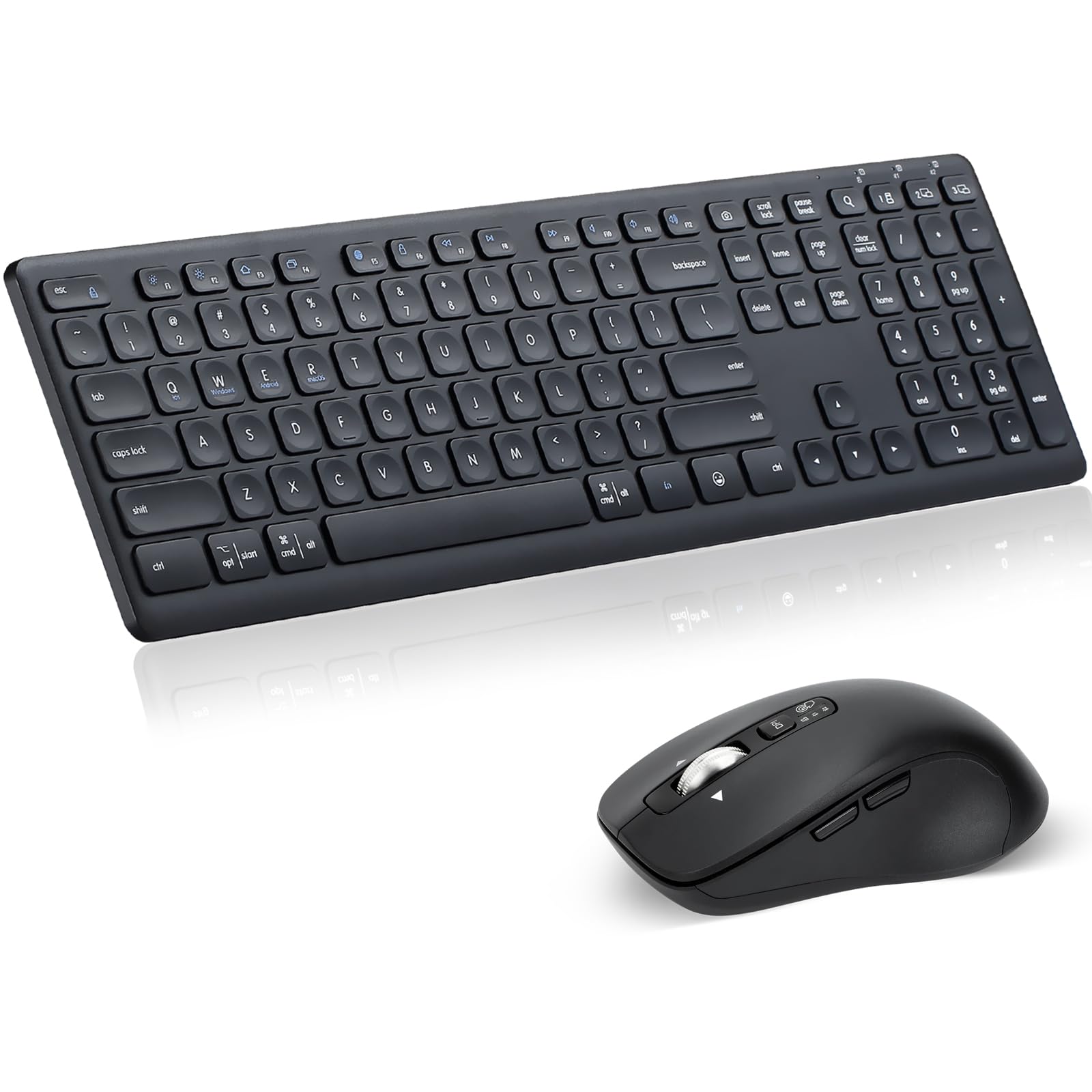 CITLLA M9300 Wireless Keyboard Mouse Combo, Scissor-Switch Keys, 2-in-1 USB Receiver and Dual Bluetooth, Multi Device Silent Design for PC, Computer, Laptop, MacBook and iPad.
