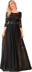 Ever-Pretty Women's A-Line Mother of Bride Dresses Long Sleeve Empire Waist Lace Long Formal Evening Dress