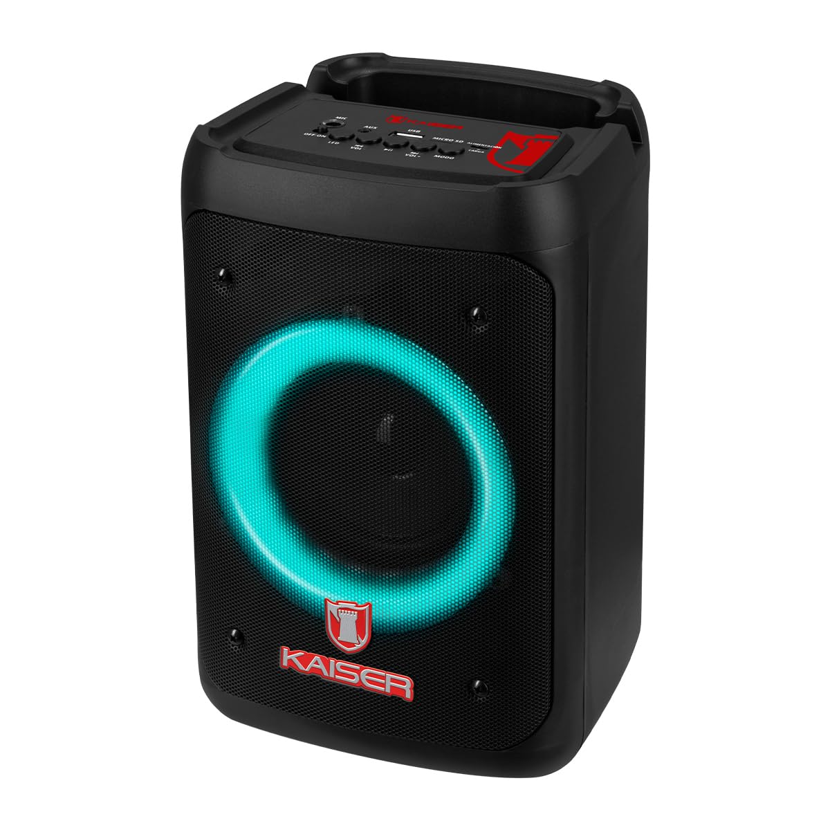 Kaiser Bocina Bafle Profesional Recargable de 4” y 3000W PMPO con Bluetooth, Radio FM y Luces LED Modelo KSW-7002 BB 4