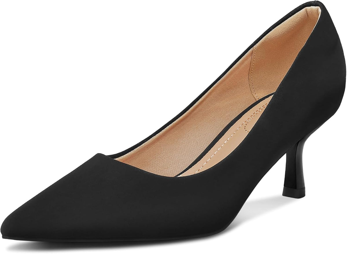 mysoft Kitten Heels for Women Low Heel Pumps 2 Inch Closed Toe Wedding Dress Shoes