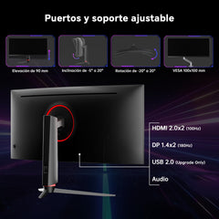 KTC Monitor Curvo Ultrapanorámico Gaming de 34 Pulgadas 21:9, 3440x1440p 180Hz 1ms, Panel Curvo 1500R, 2 x HDMI 2.0 & 2 x DP1.4, Ajuste de Altura/Inclinación/Giro/Pivote, H34S18S