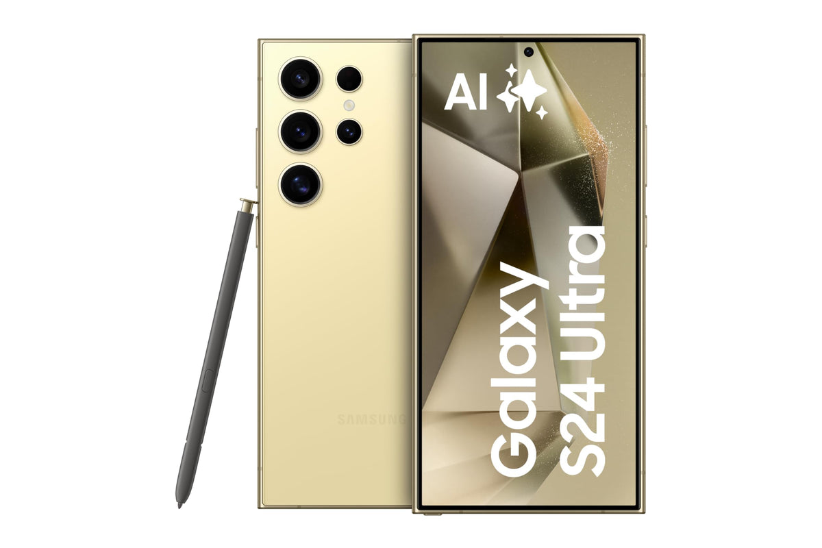 Samsung Galaxy S24 Ultra AI Smartphone, Android-Handy ohne Vertrag, 12GB RAM/256GB Speicher, 200-MP-Kamera, S Pen, Lange Akkulaufzeit, Titanium Yellow, 3 Jahre Herstellergarantie