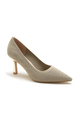Zola Gold Knit Fabric Court Heels