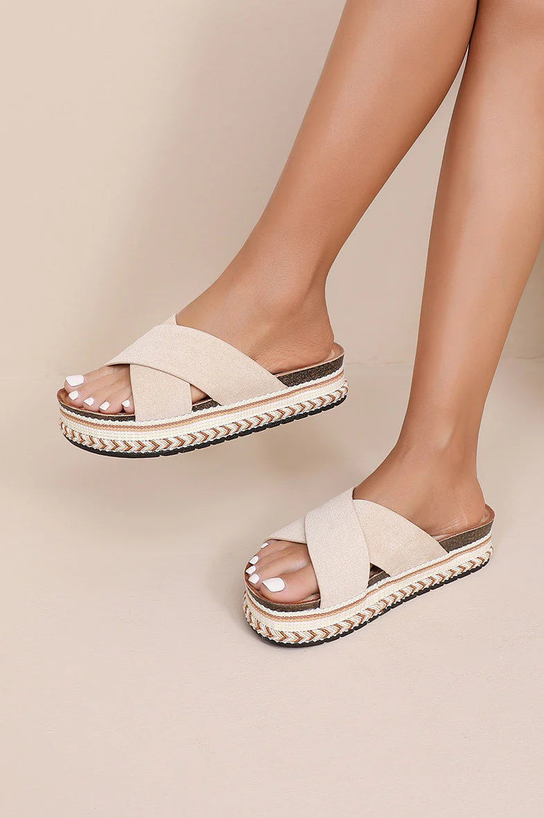 Lilibet Stone Braided Flatform Sliders